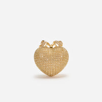 Gold Crystal Heart Clutch