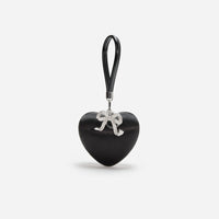 Black Satin Top Handle Heart Clutch