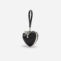 Black Satin Top Handle Heart Clutch