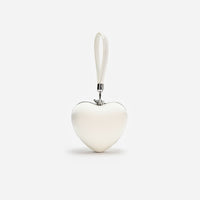 Cream Satin Top Handle Heart Clutch