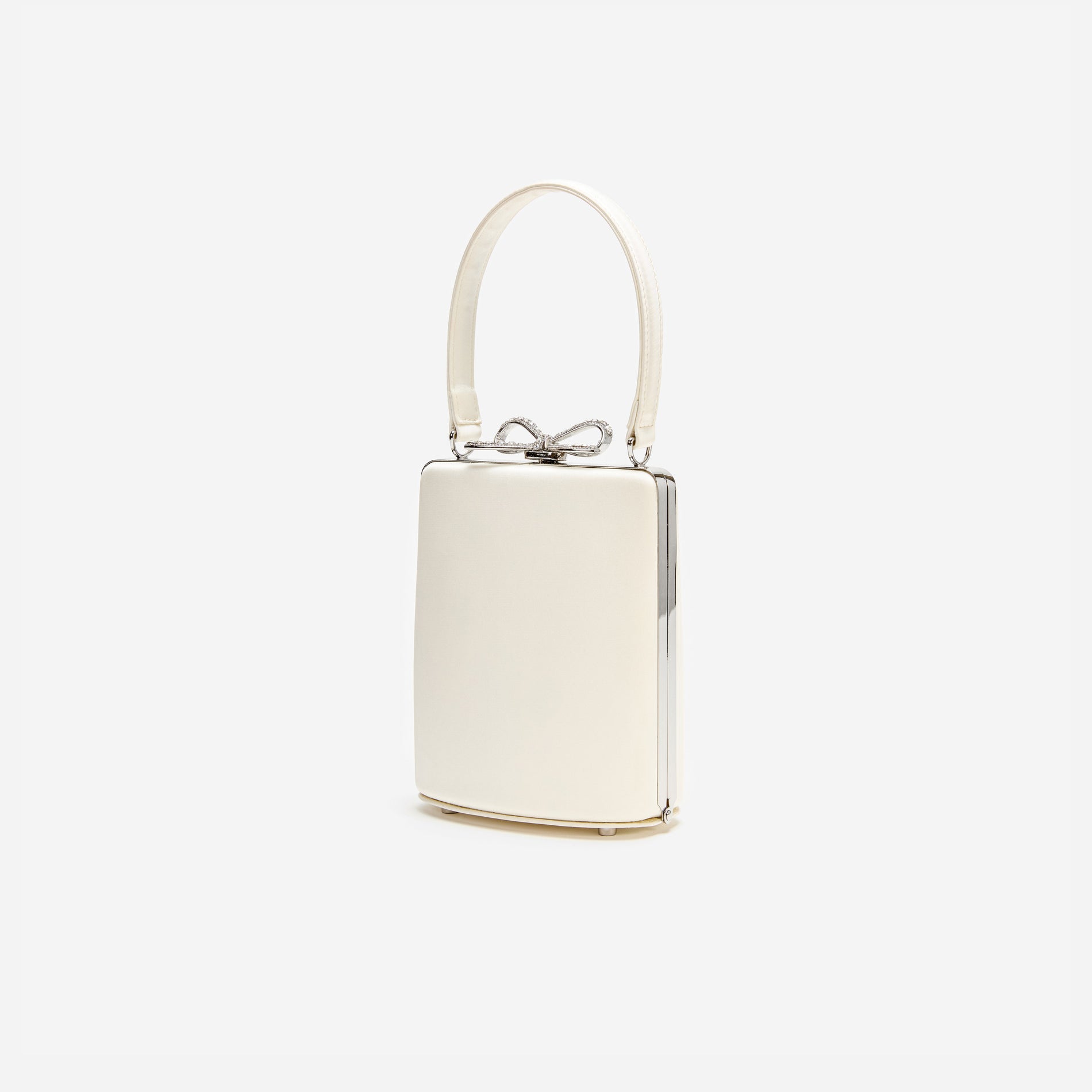 A photo of the Champagne Satin Mini Bow Bag