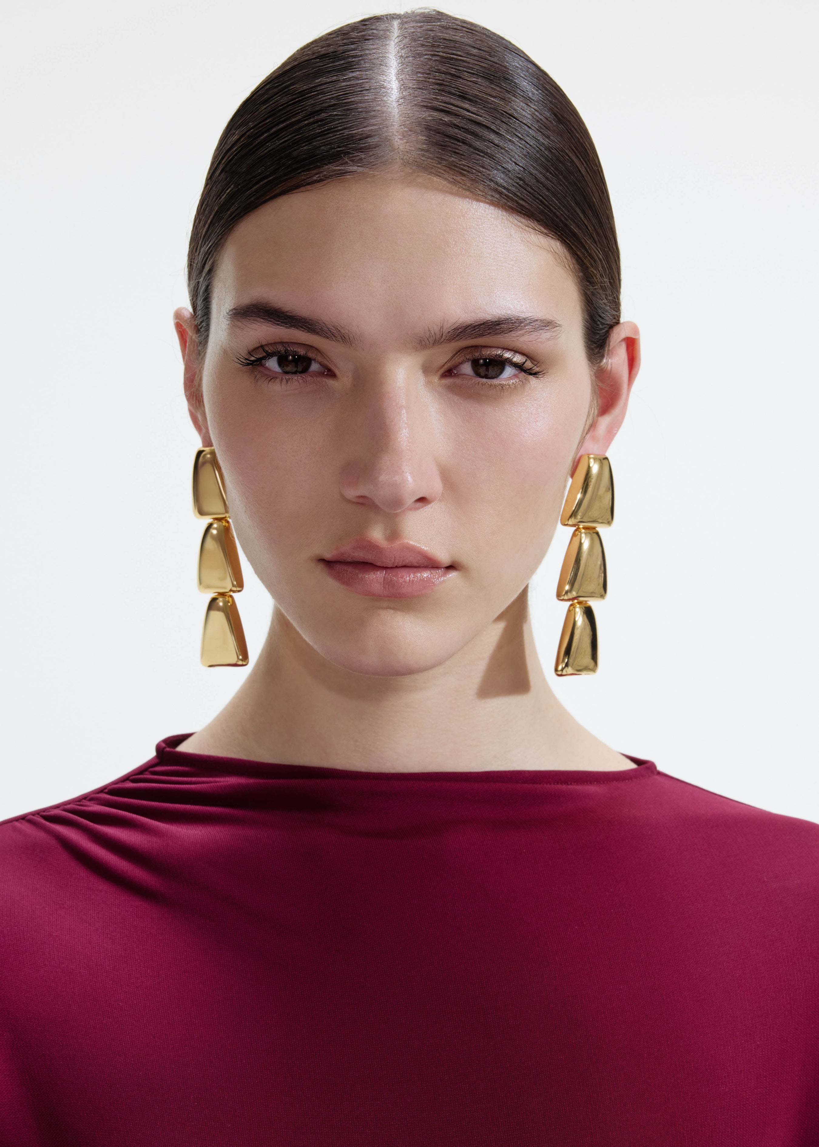 Gold Tiered Bell Earrings