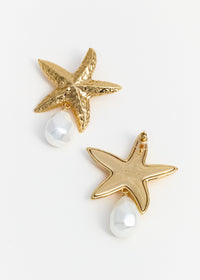 Mottled Gold Sea Star Pearl Earrings