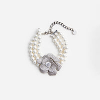 Crystal Flower Pearl Bracelet