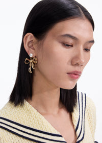 Mottled Gold Bow Earrings