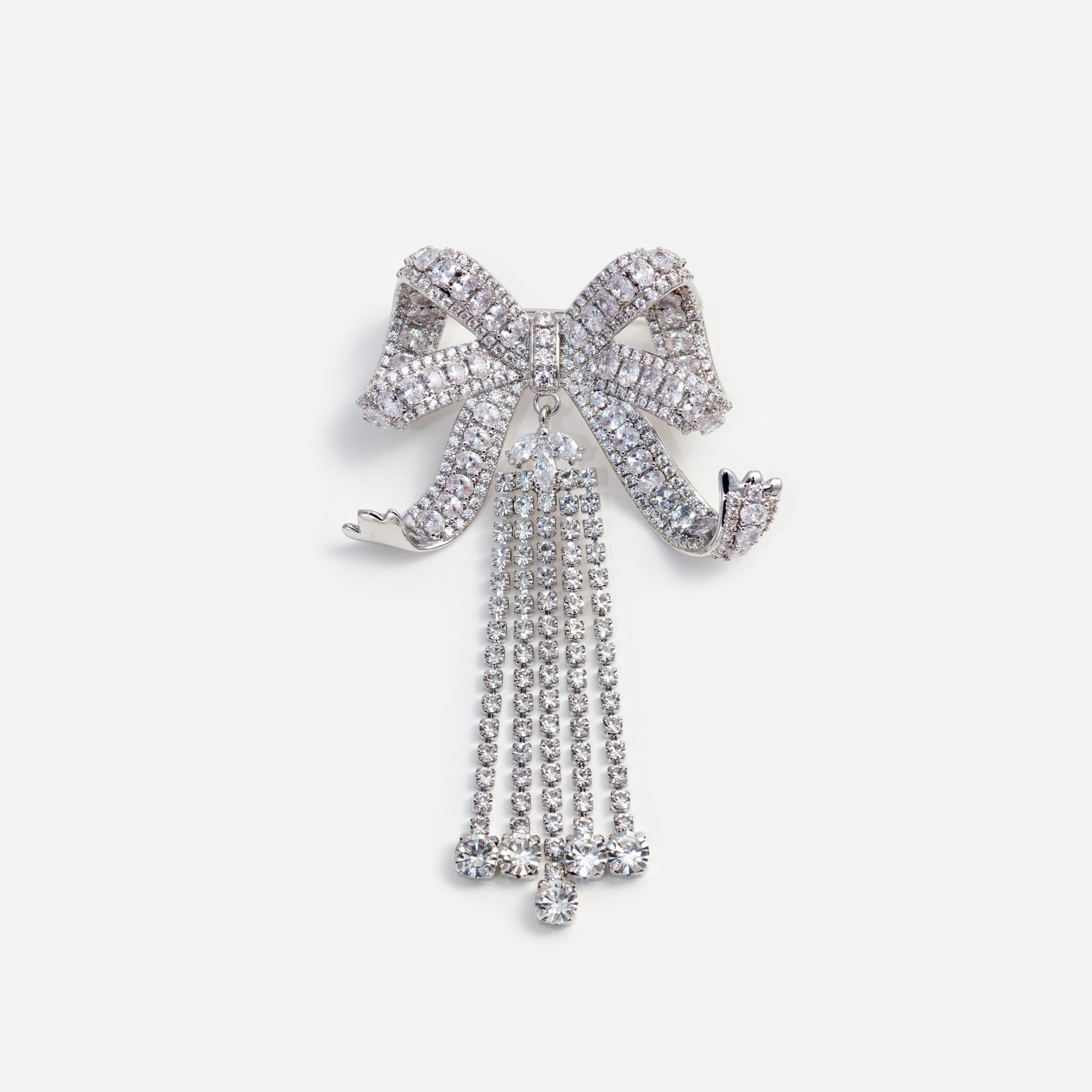 Crystal Bow Droplet Brooch