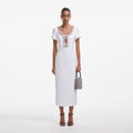 White Crepe Bow Midi Dress