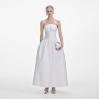 White Taffeta Maxi Dress