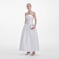 White Taffeta Maxi Dress