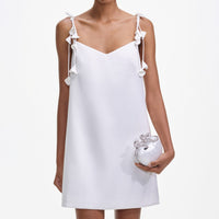 White Satin Flower Mini Dress