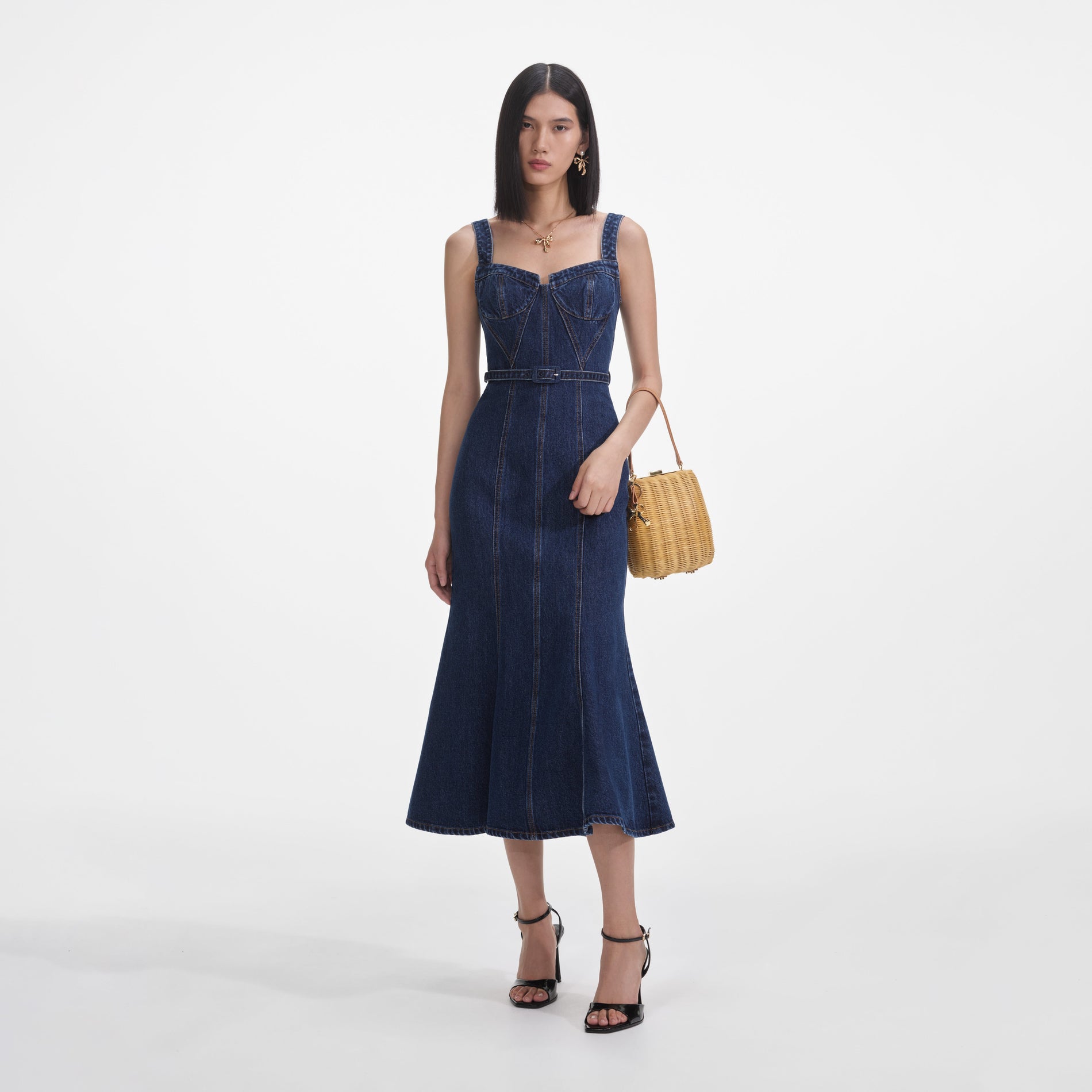 Denim Sweetheart Midi Dress