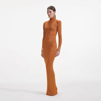 Tan Viscose Knit Maxi Dress