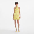 Yellow Knit Zip Ruffle Mini Dress