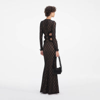 Black Lace Cut Out Maxi Dress