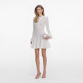 White Pointelle Knit Mini Dress