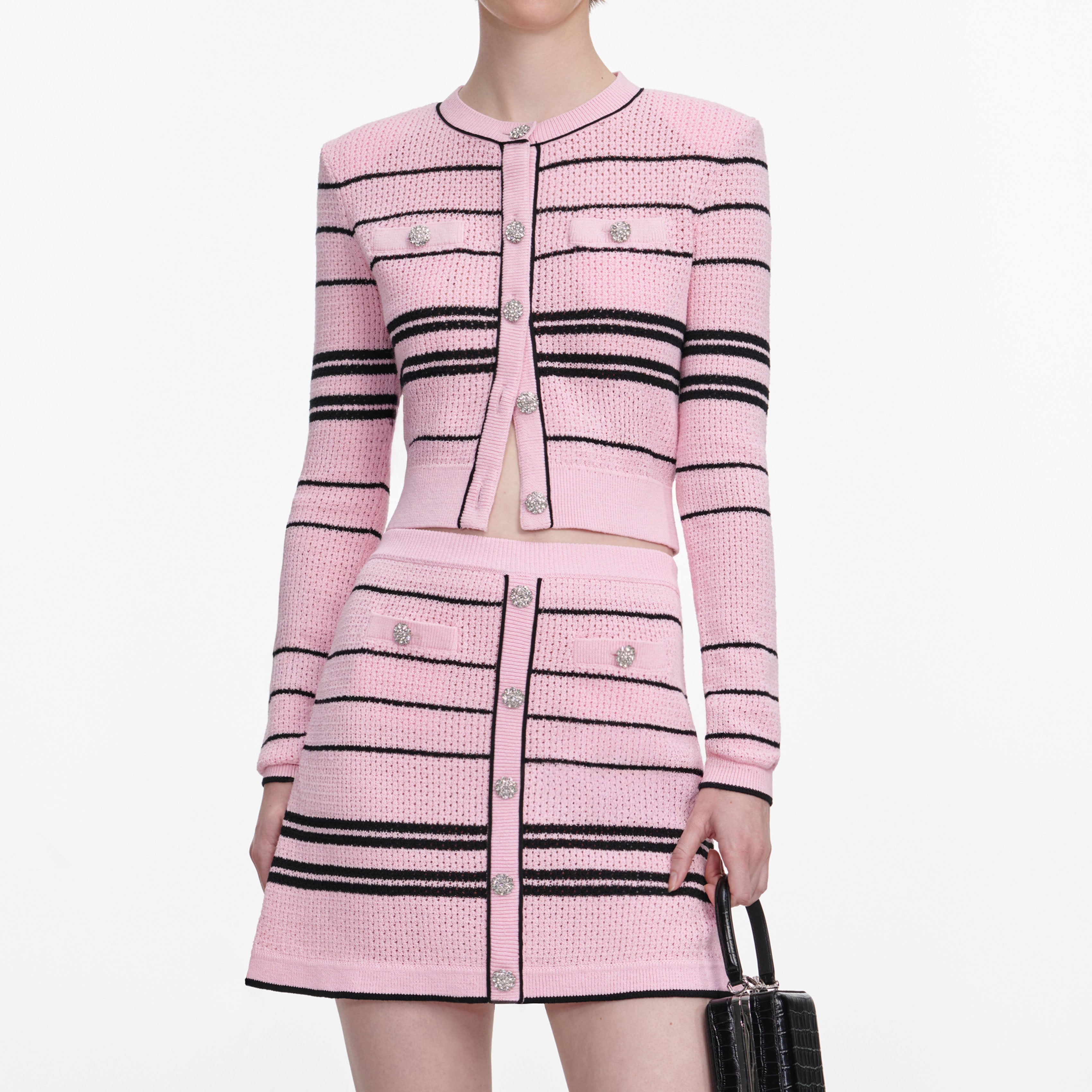 Pink Stripe Knit Mini Skirt