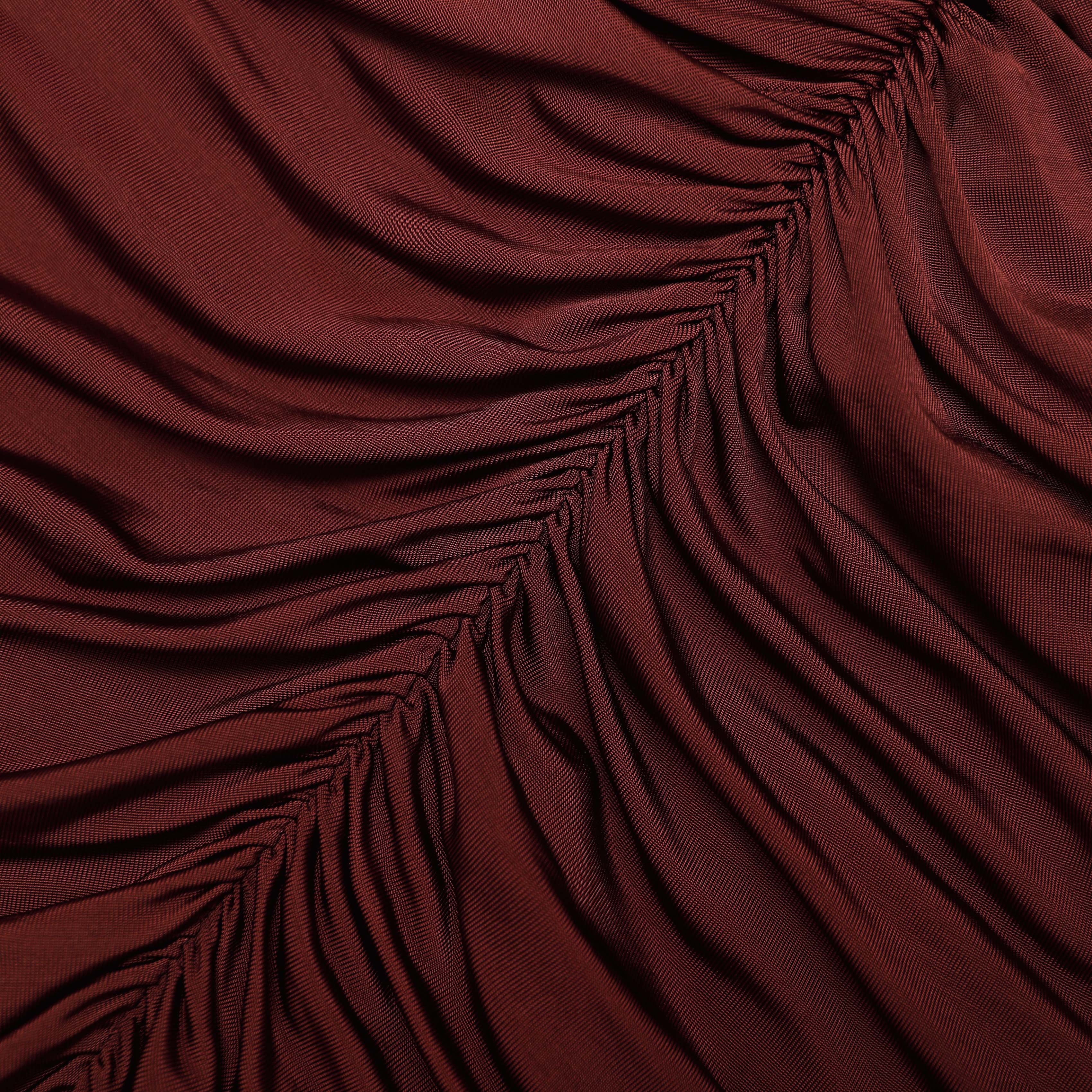 Brown Jersey Drape Midi Dress