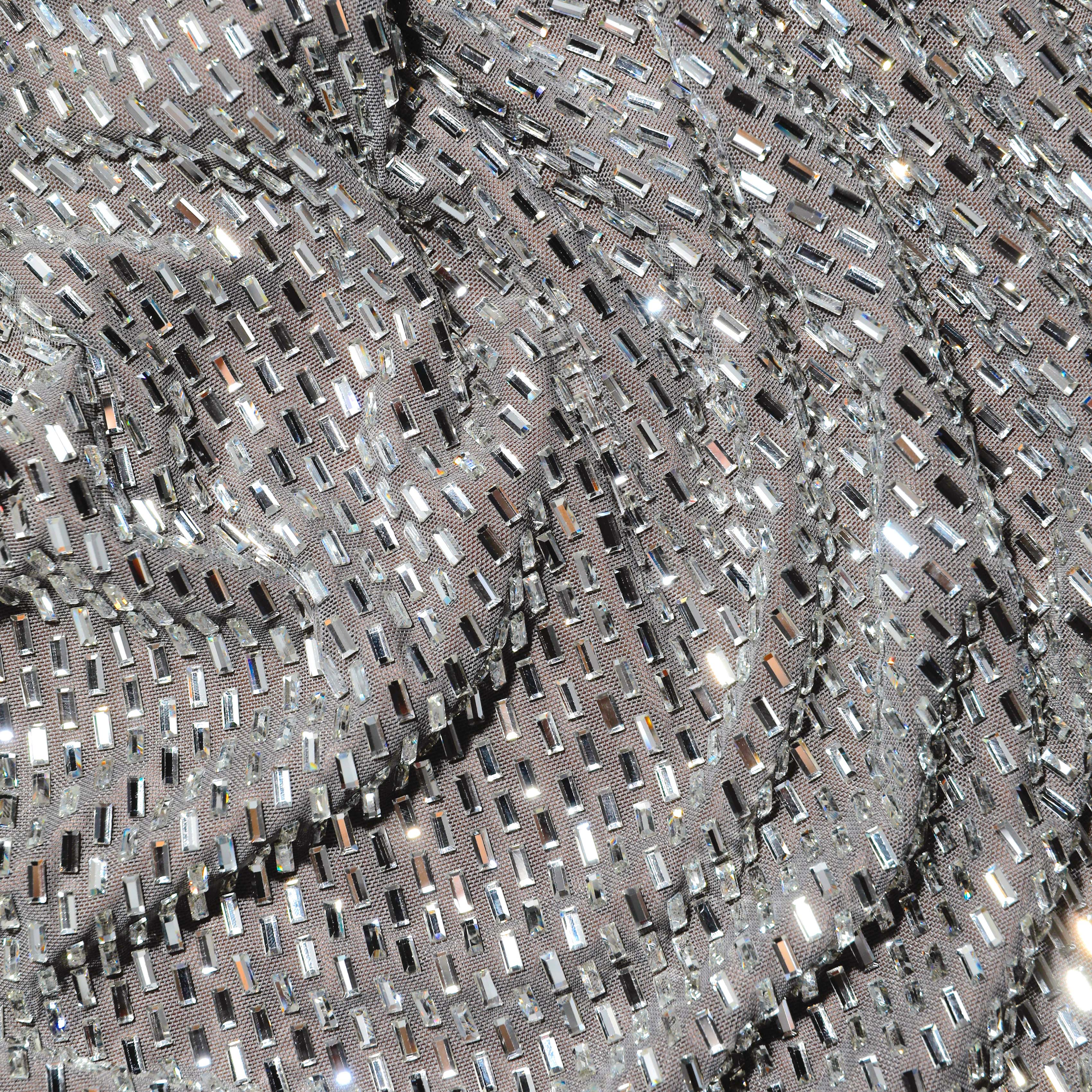 Grey Rhinestone Mesh Midi Dress