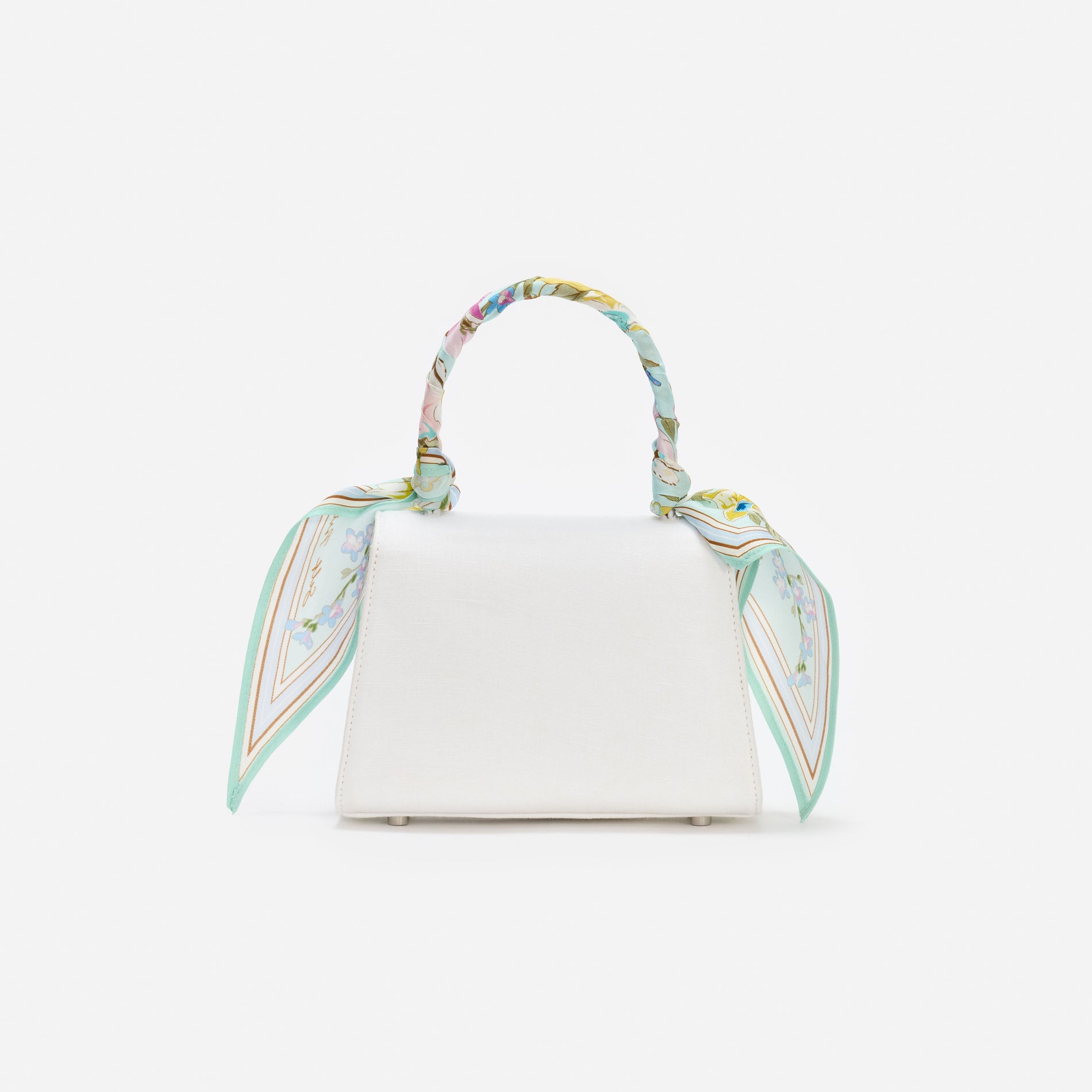 Cream Linen Mint Floral Mini Bag