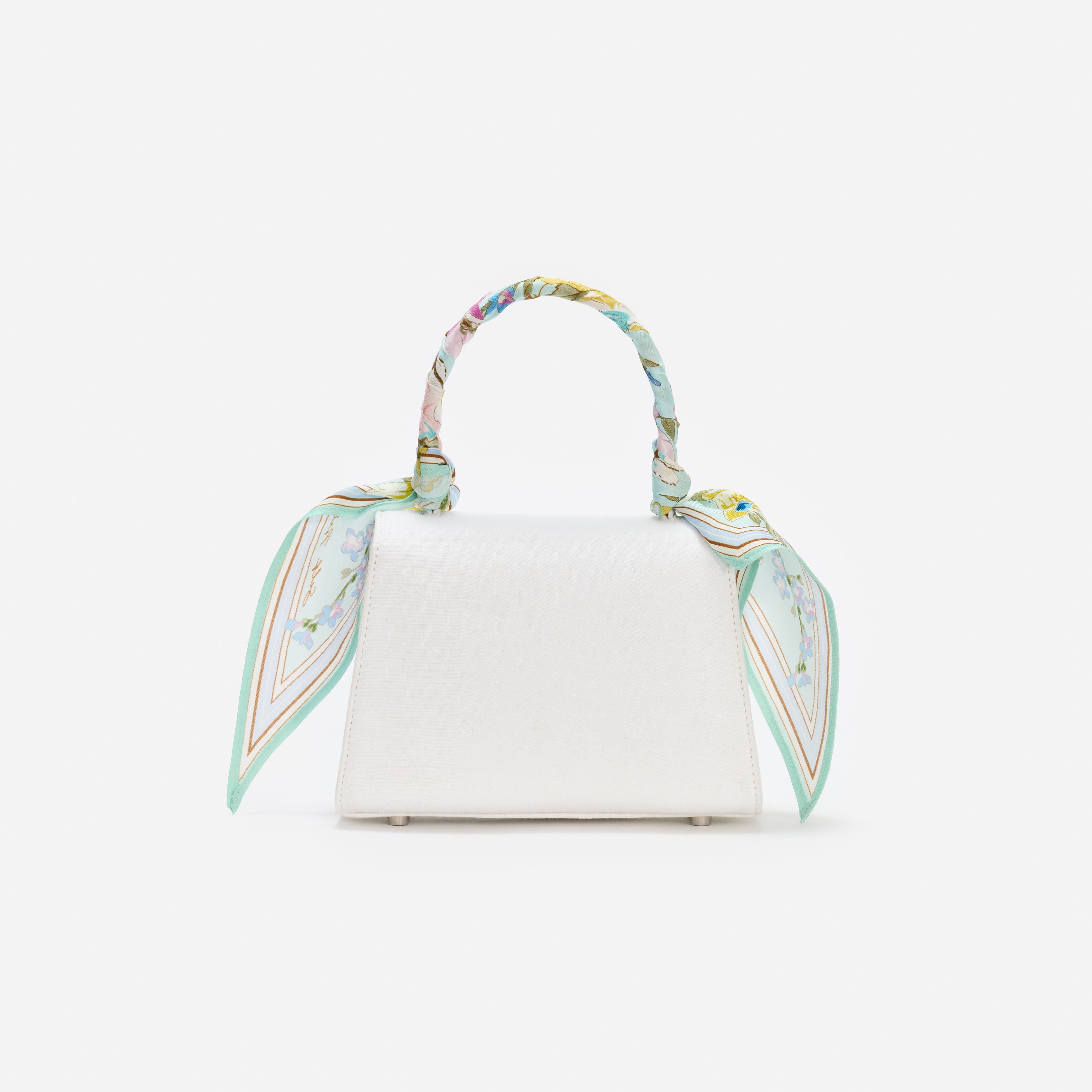 Cream Linen Mint Floral Mini Bag