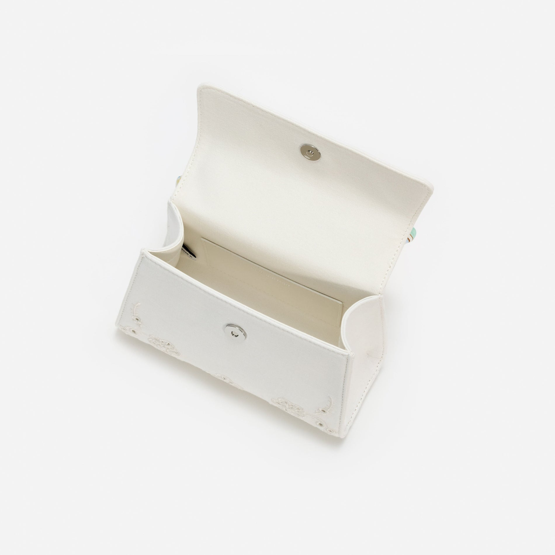 Cream Linen Mint Floral Mini Bag