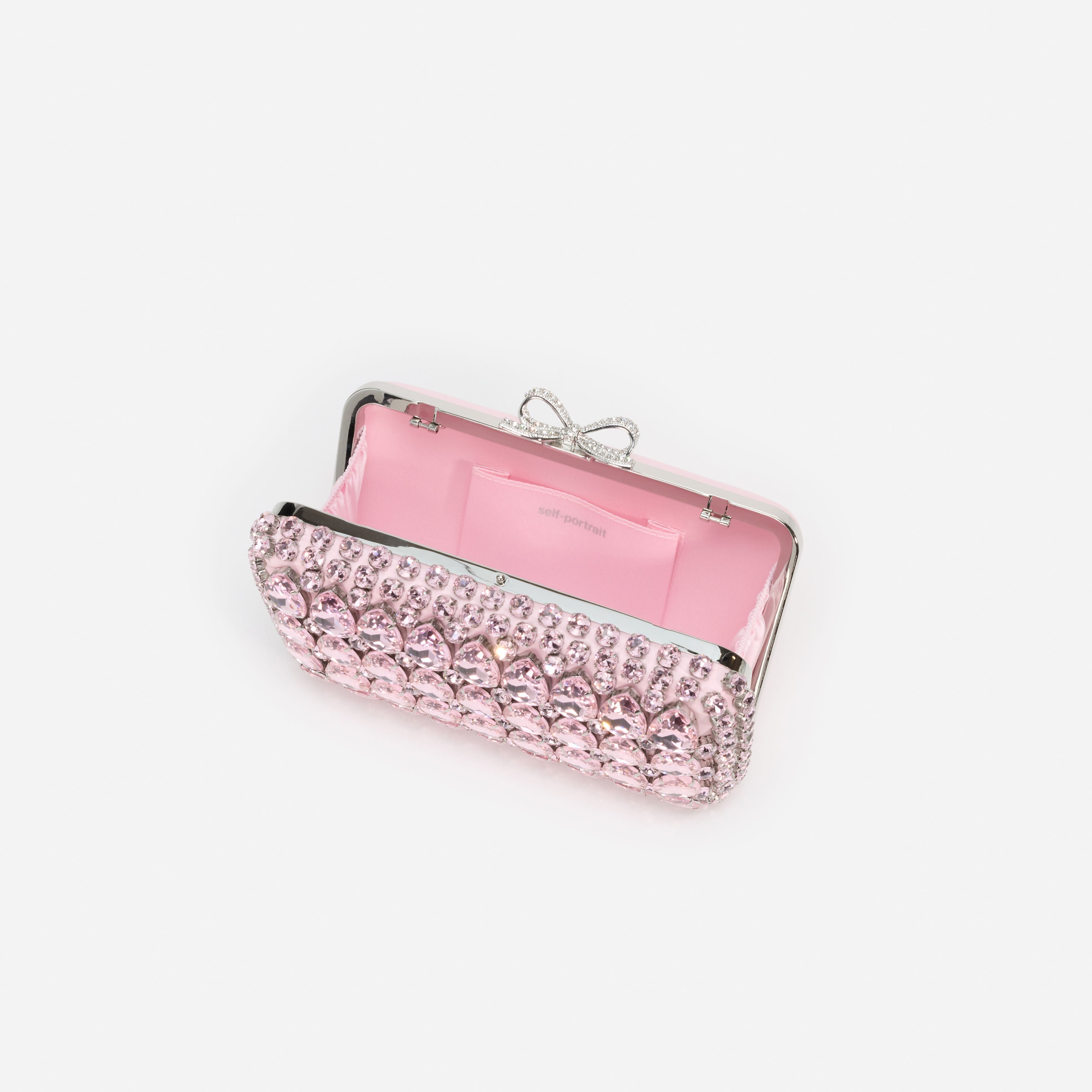 Pink Satin Crystal Clutch Bag