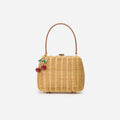 Rattan Cherry Charm Mini Bag