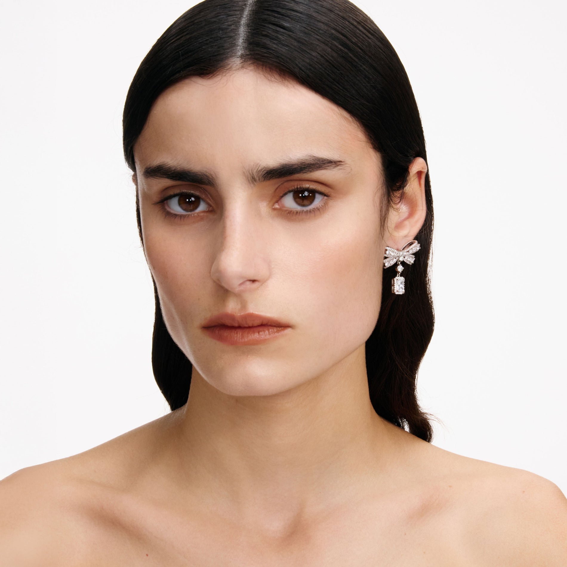 Bow Crystal Drop Earrings