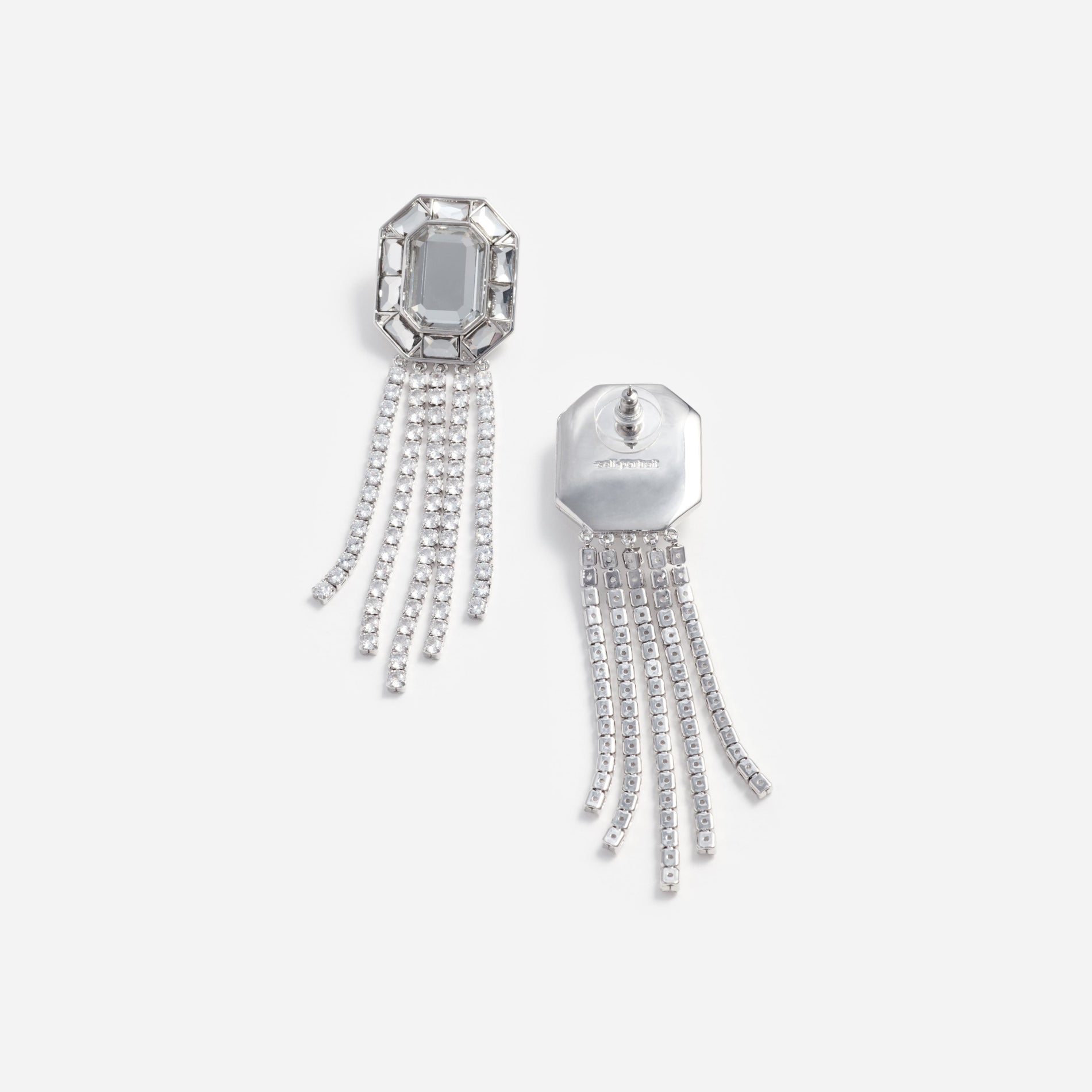 Silver Crystal Droplet Earrings