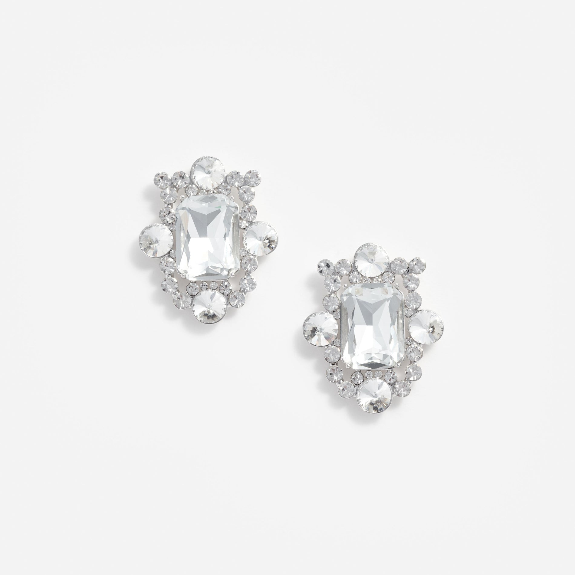 Silver Crystal Cluster Earrings