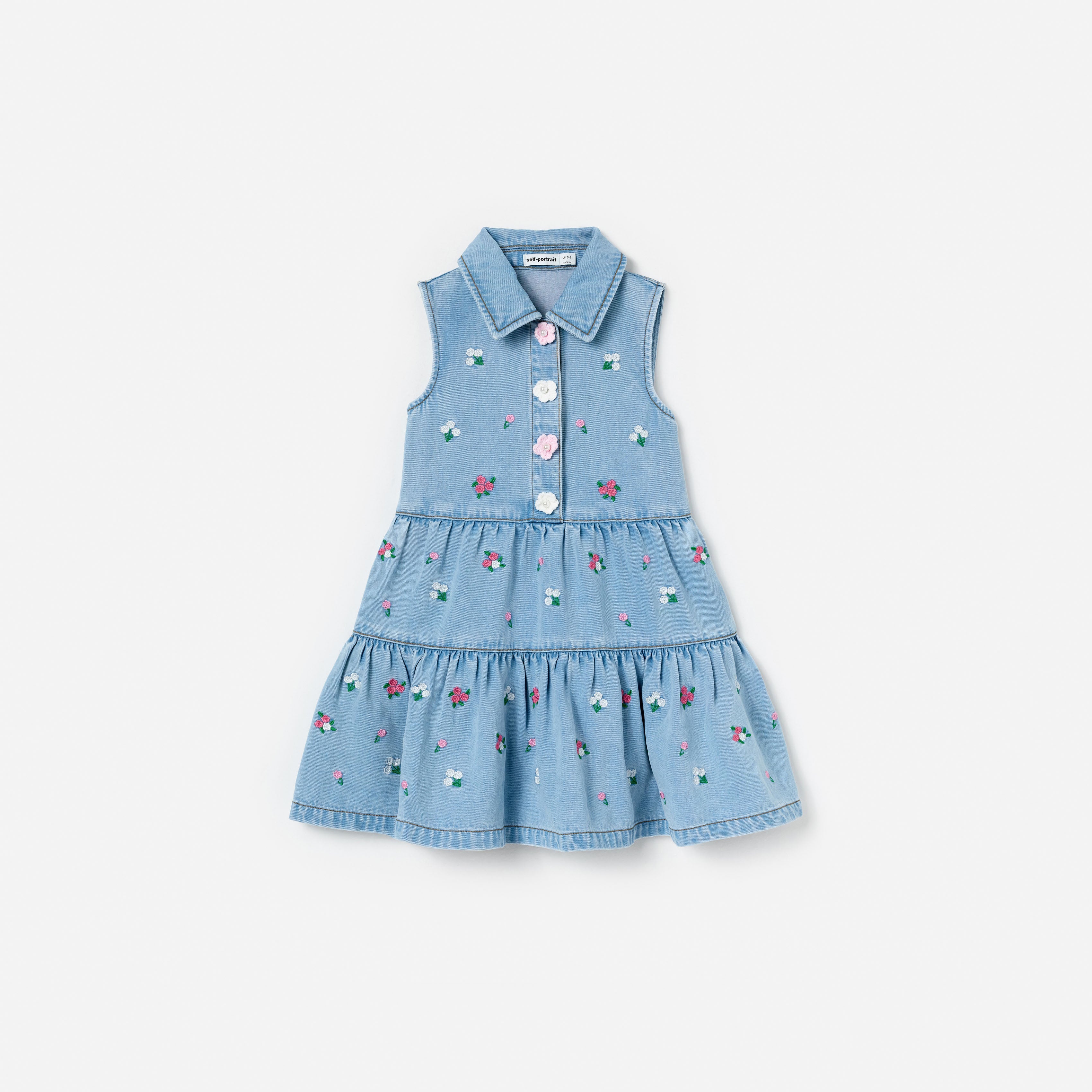 Flower Denim Embroidered Dress