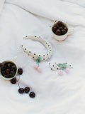 Cream Polka Dot Cherry Motif Headband