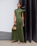 Khaki Lurex Knit Maxi Dress