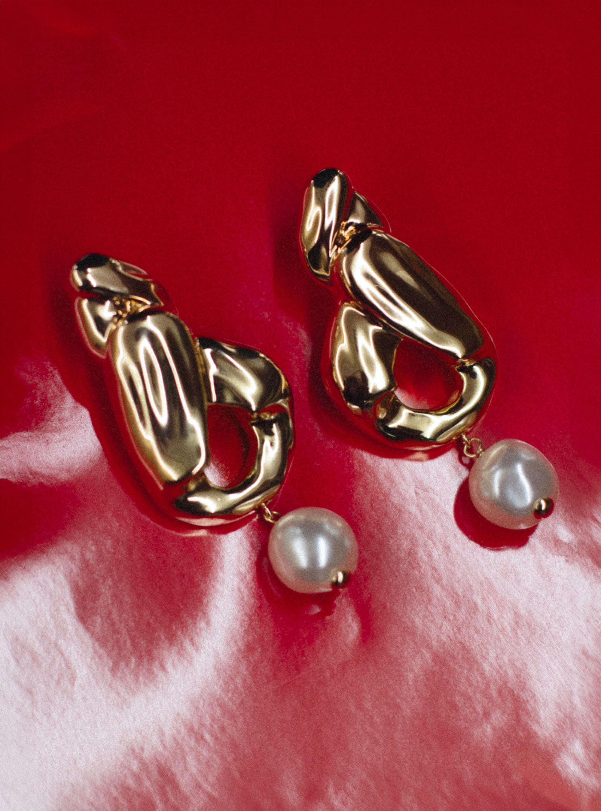 Gold Faux Pearl Drop Earrings