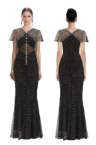 Grey Rhinestone Fishnet Maxi Dress