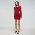 Red Melange Fitted Knit Mini Dress
