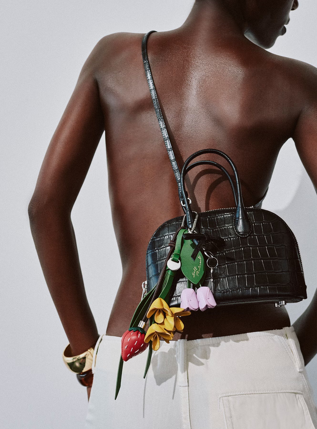 Embossed Leather Black Mini Bag