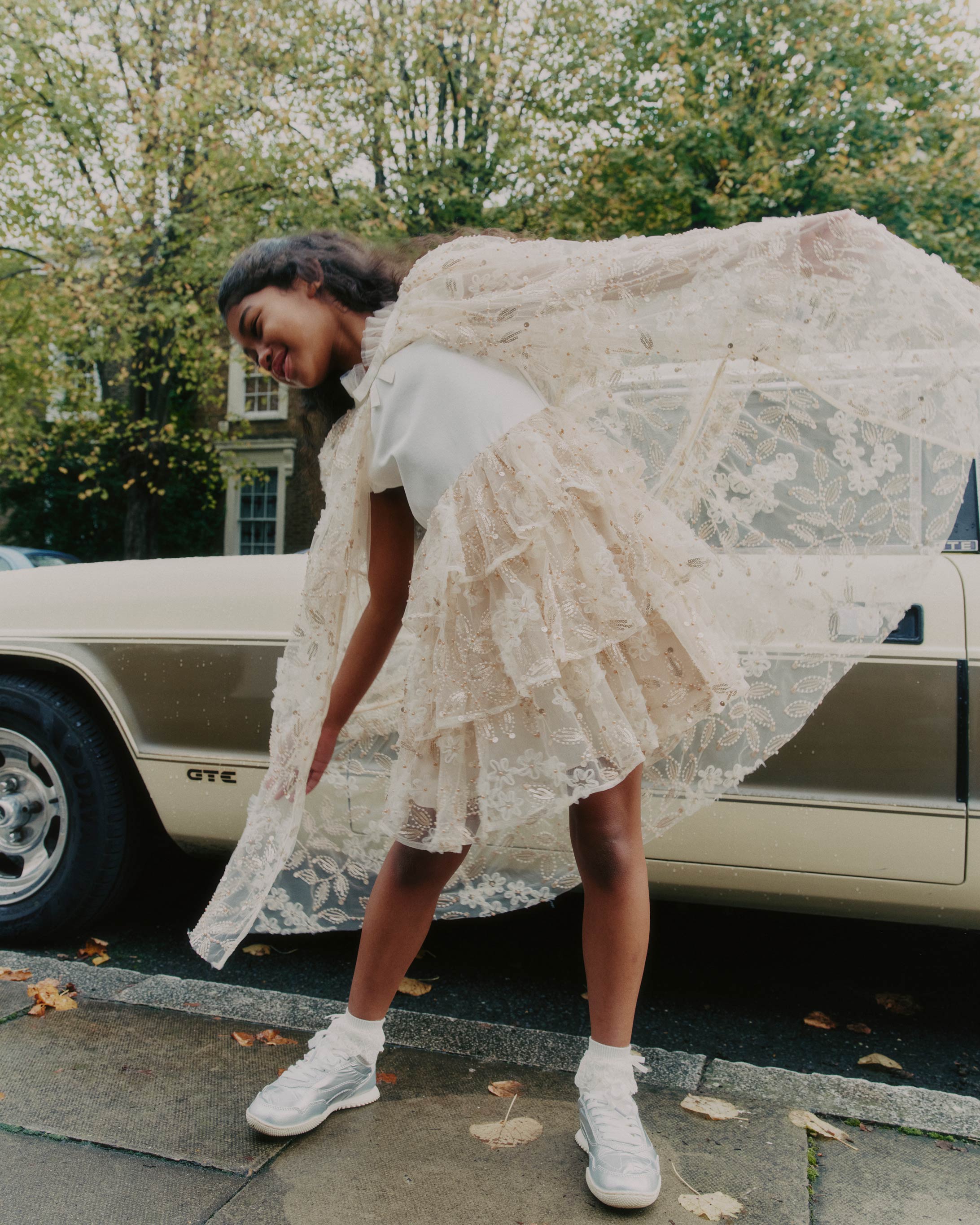 Cream Sequin Tulle Cape