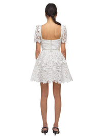 White Guipure Floral Lace Mini Dress