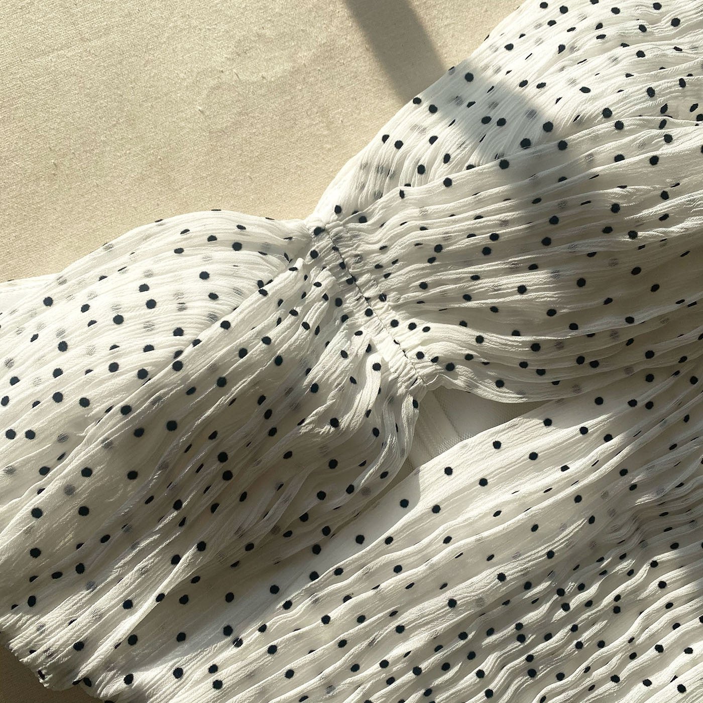 White Crinkle Chiffon Dot Mini Dress