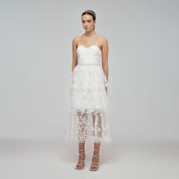 Ivory Blossom Sequin Tiered Midi Dress