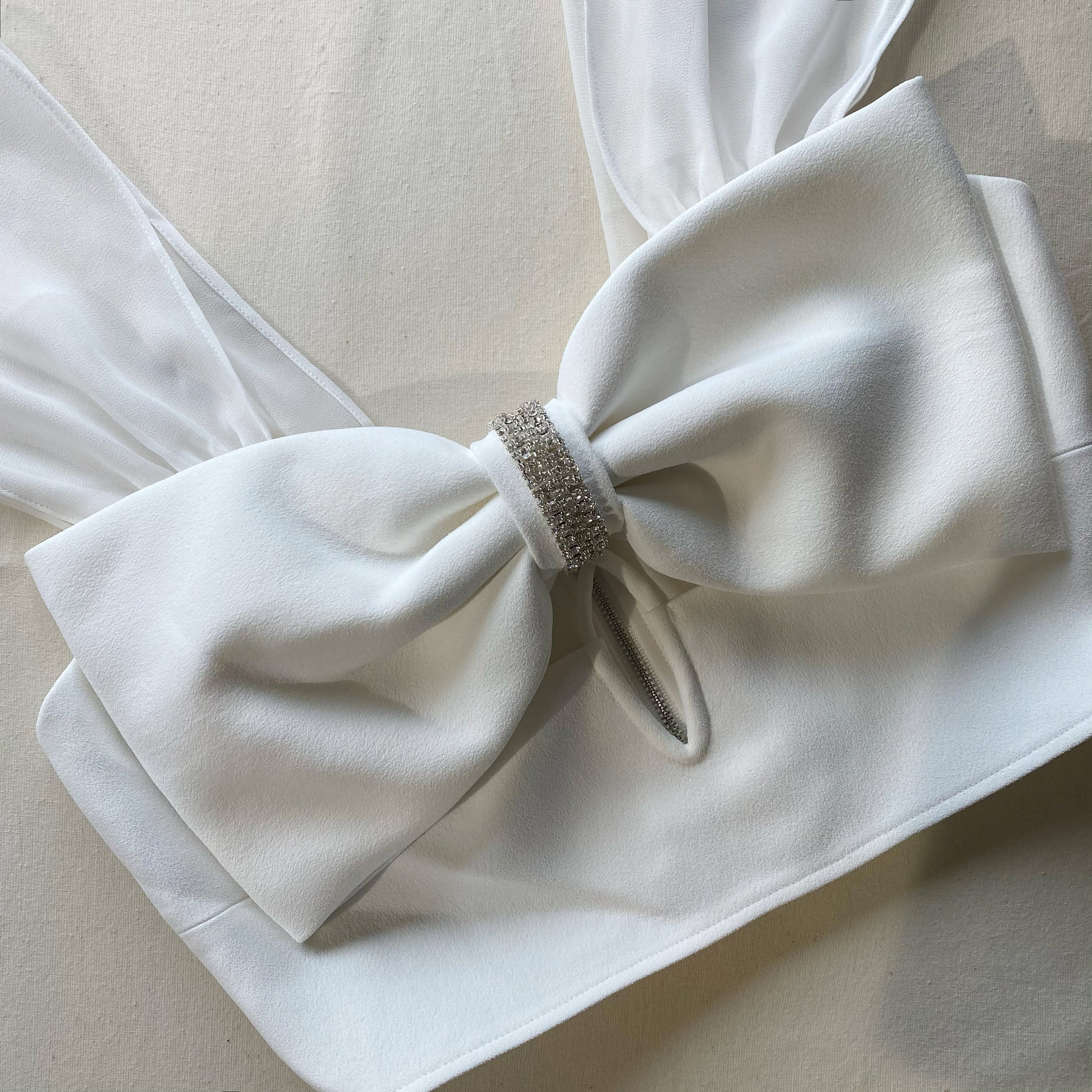 White Crepe Bow Top