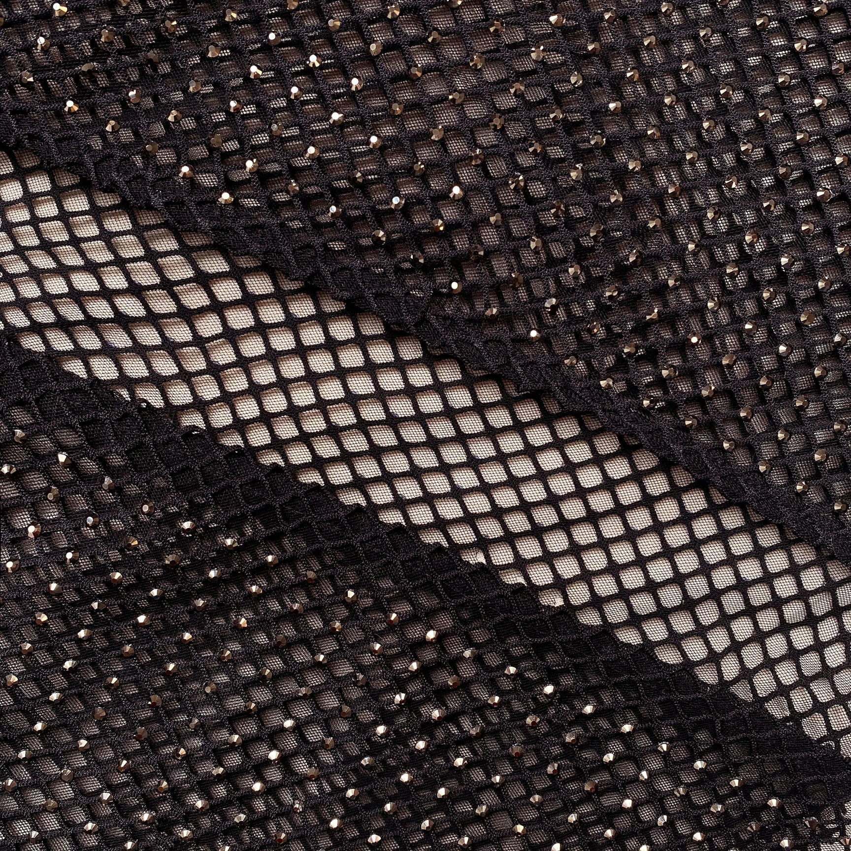 Diamanté Fishnet Off Shoulder Midi Dress | self-portrait-US