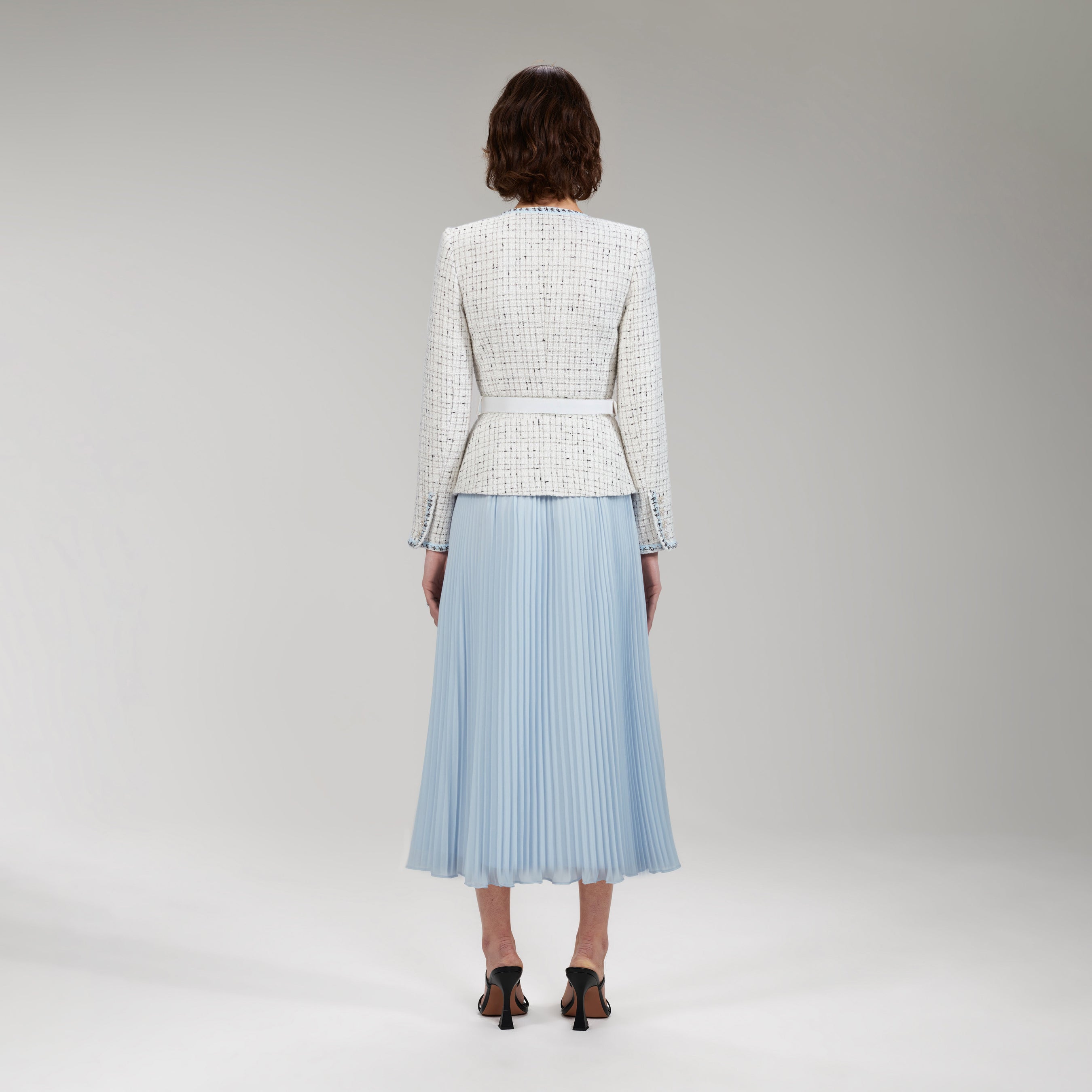 Ivory Bouclé Tailored Midi Dress
