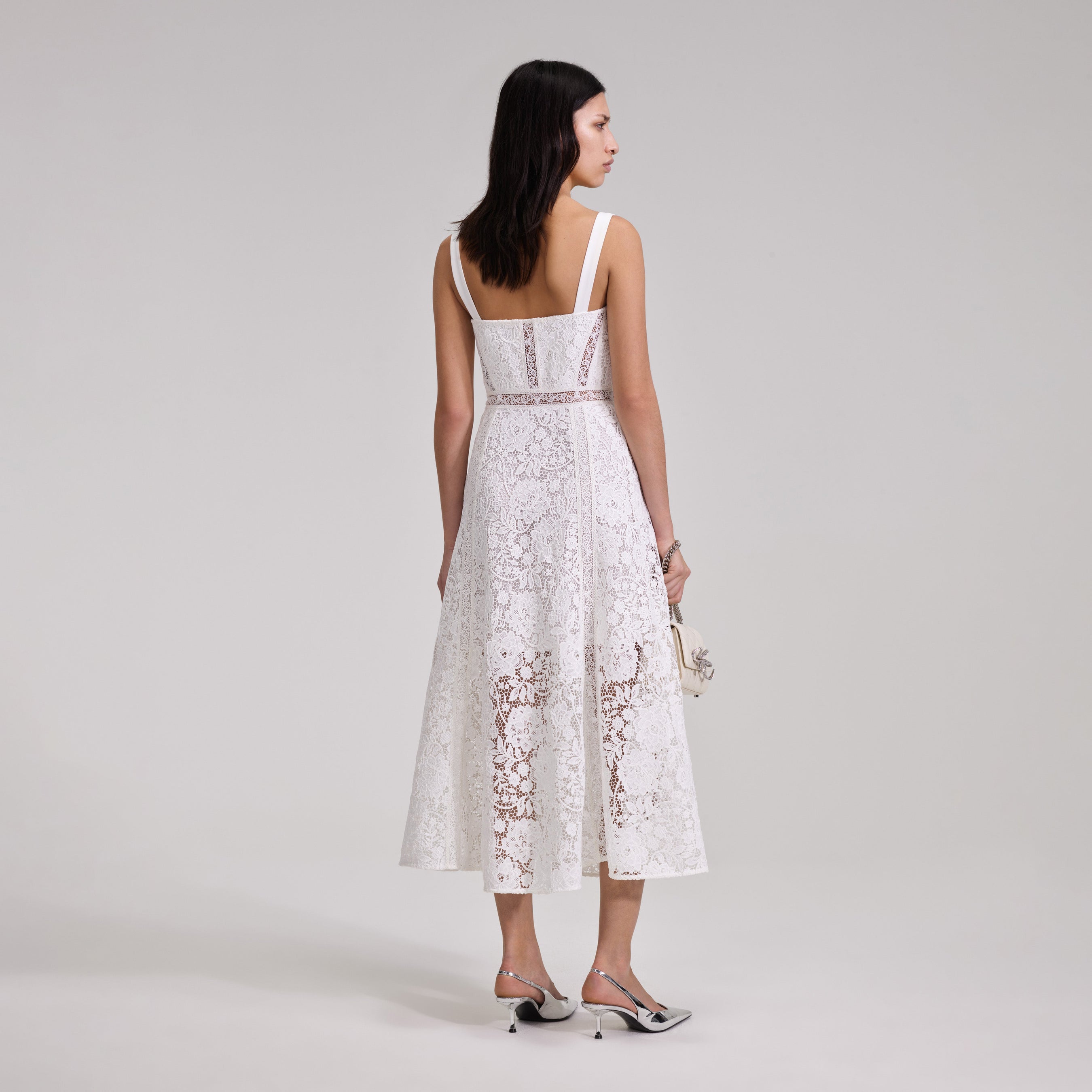 White Cord Lace Midi Dress