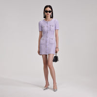 Lilac Sequin Knit Mini Dress