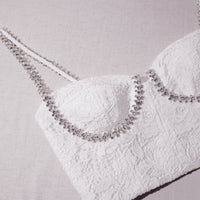 White Cord Lace Diamante Top