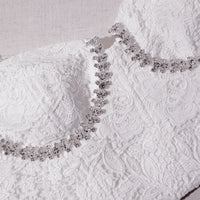 White Cord Lace Diamante Top
