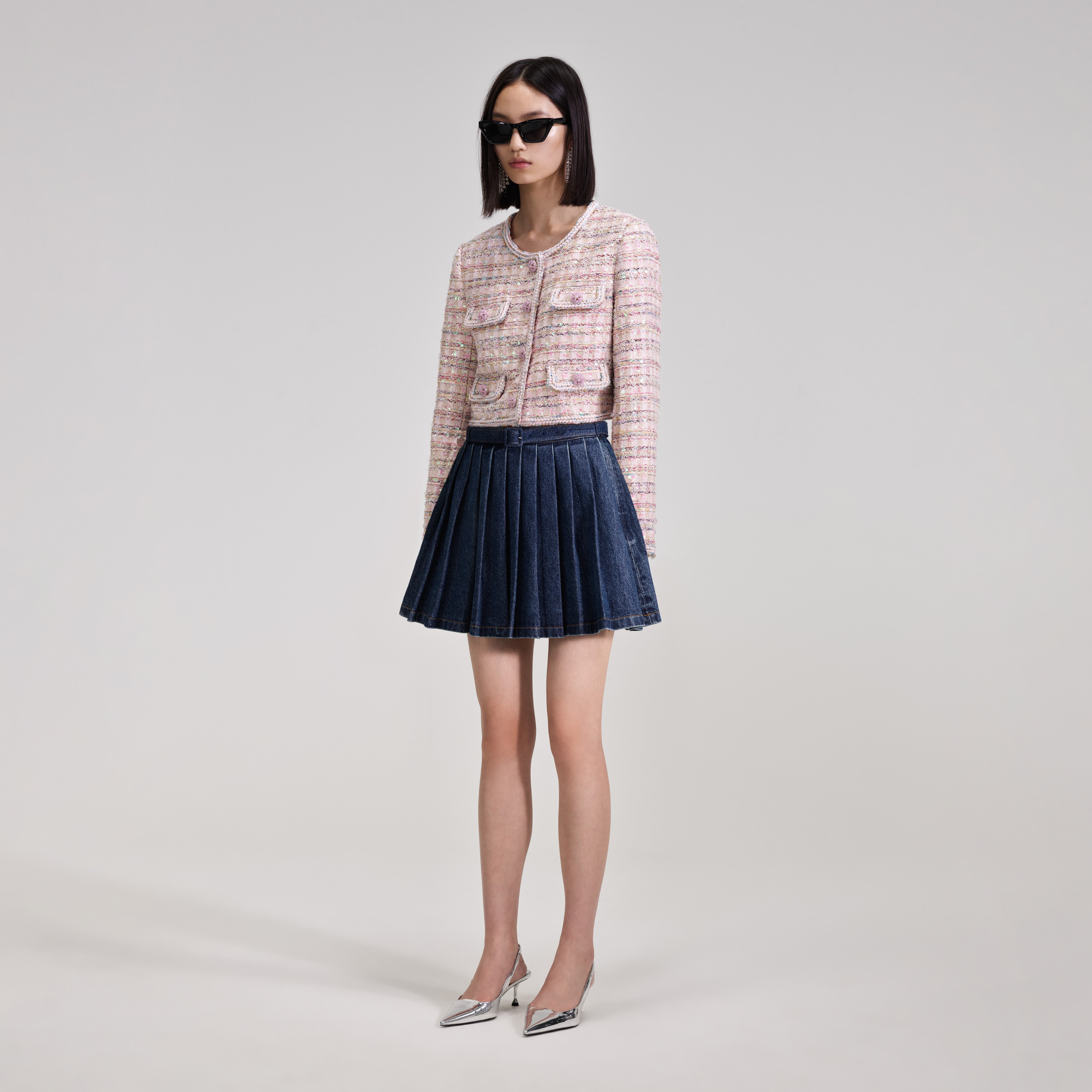 Catrel Pleated Denim Mini Skirt – VICI