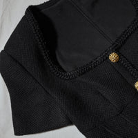 Black Textured Woven Mini Dress